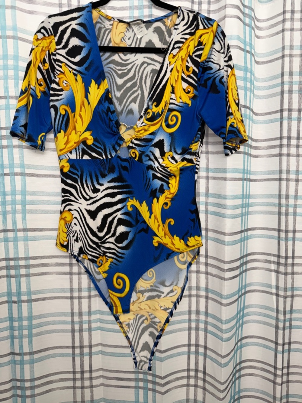 Girls' Blue & Yellow Printed One-Piece Bodysuit